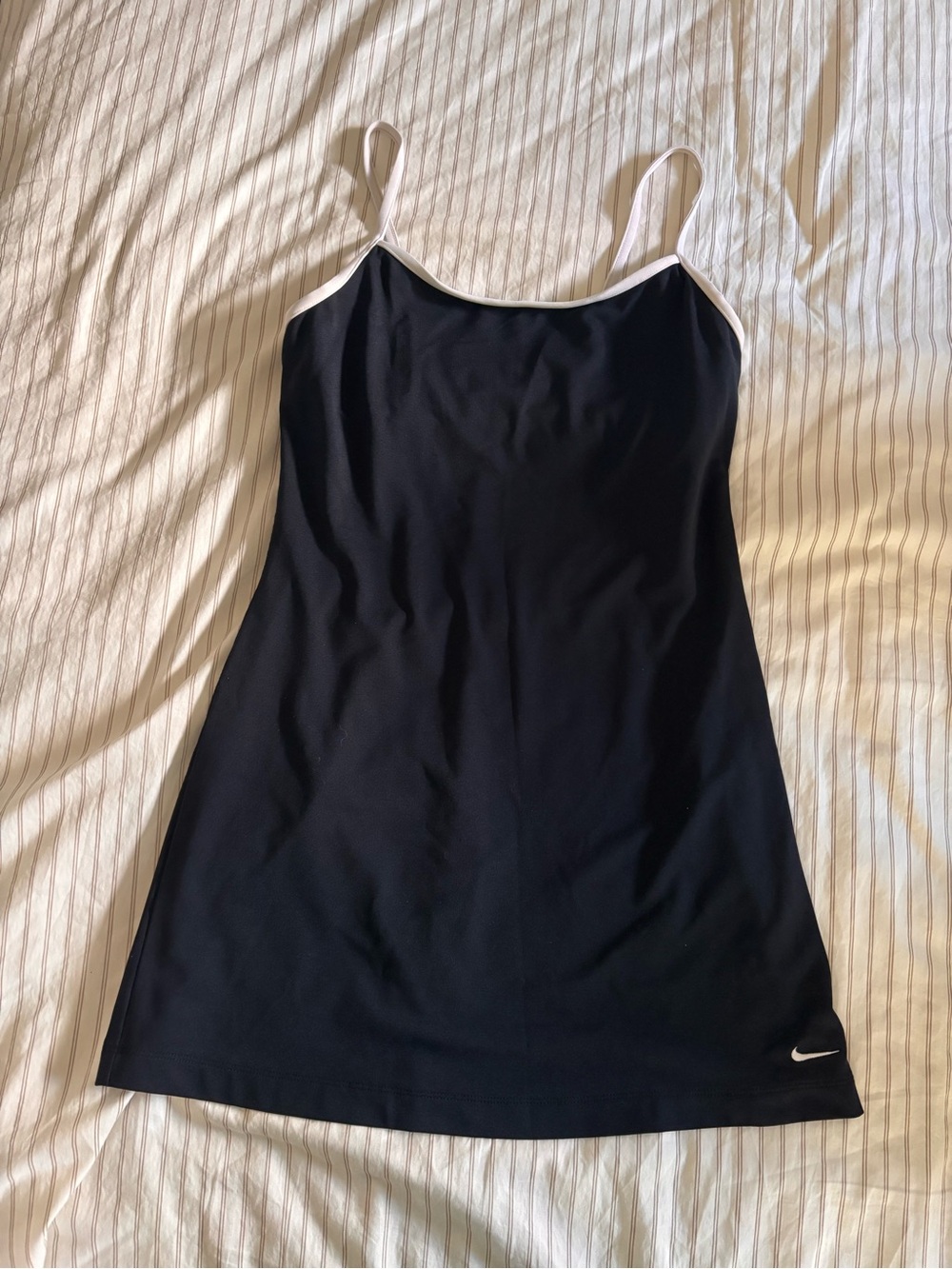 Vintage Nike Women’s Black Tennis Dress with White Trim
